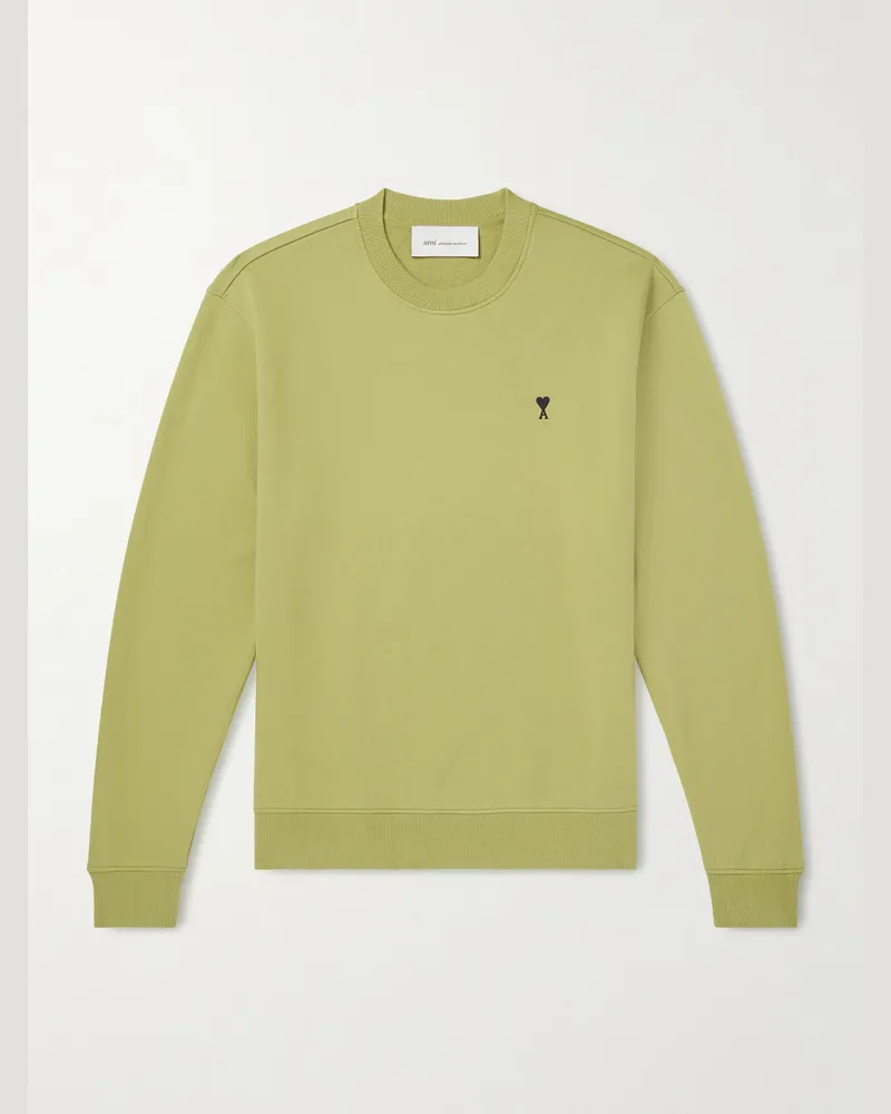 AMI Paris Sweatshirt aus Baumwoll-Jersey mit Logostickerei Grün