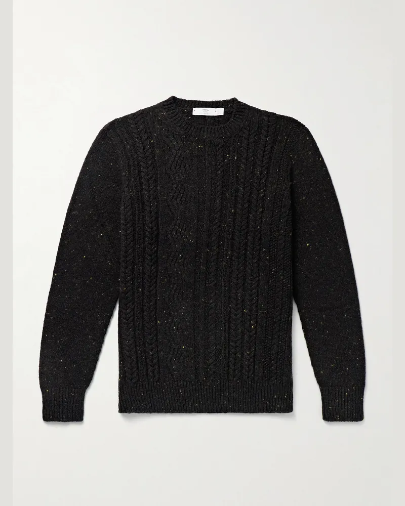 Inis Meáin Ridges Slim-Fit Cable-Knit Merino Wool and Cashmere-Blend Aran Sweater Black