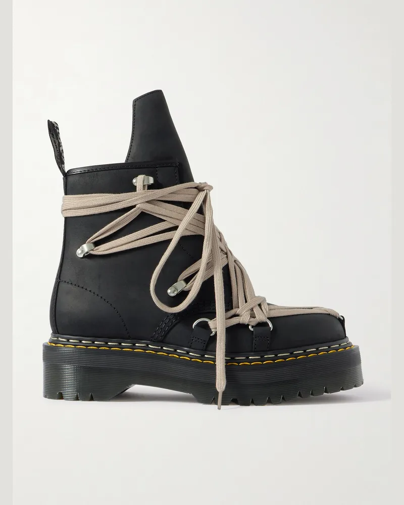 Rick Owens Dr Martens 1460 Quad Sole Megalace Schnürstiefel aus Leder Schwarz