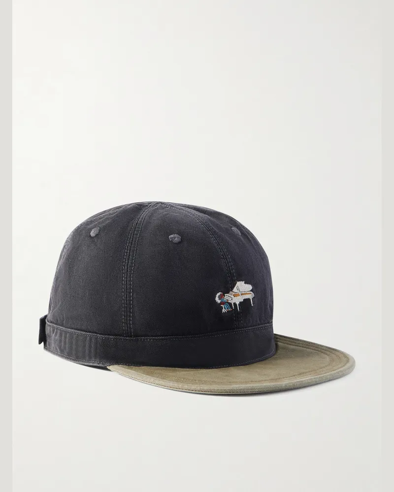 KAPITAL Life Scherzo Chino Brimfield Embroidered Cotton-Twill Cap Black