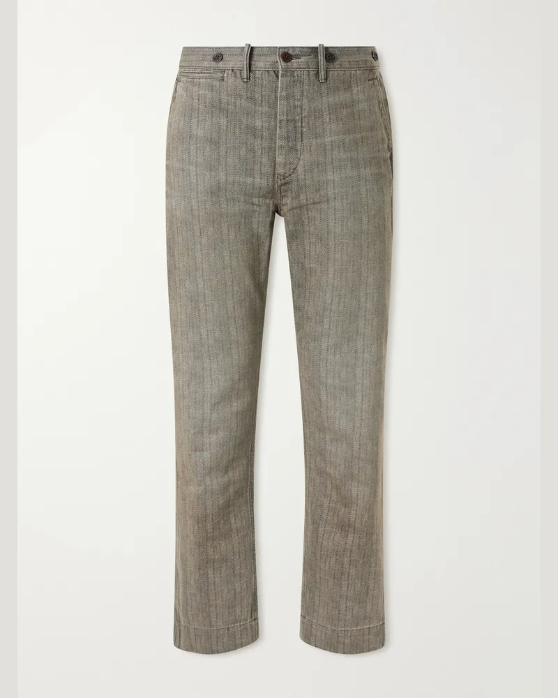 RRL Stanton Straight-Leg Striped Cotton-Twill Trousers Gray