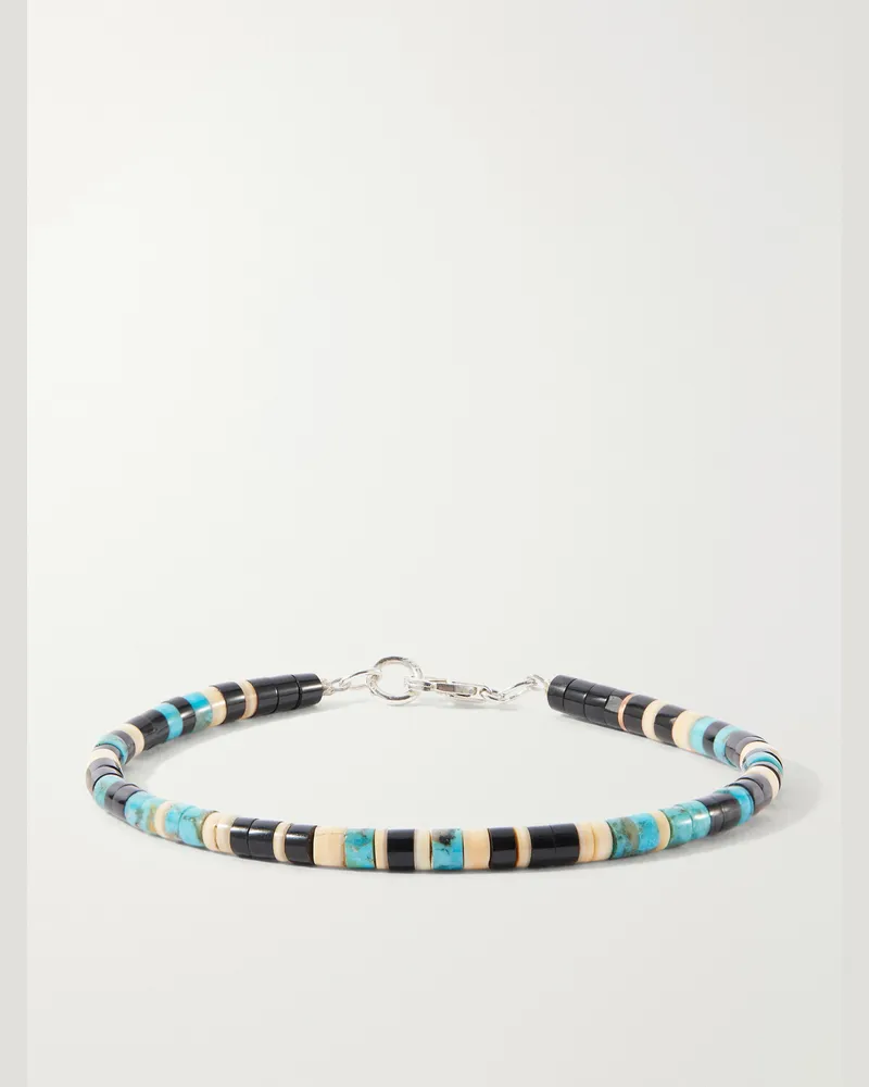 Peyote Bird Yellowstone Sterling Silver Multi-Stone Bracelet Blue