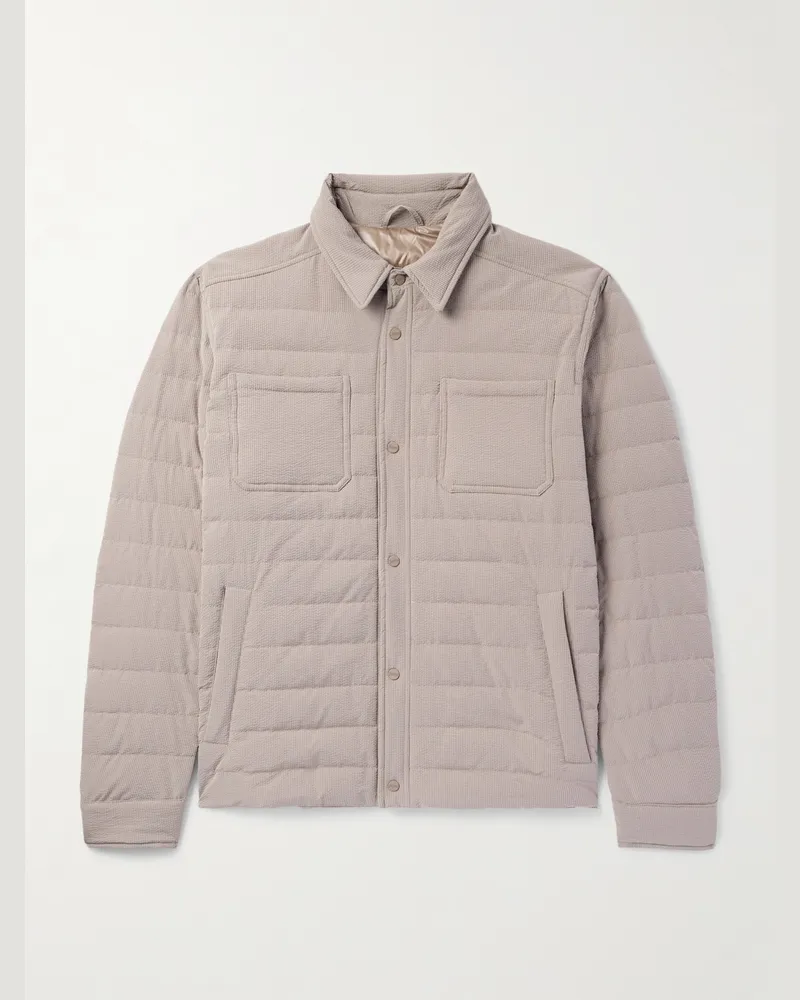 Herno Gesteppte Daunenjacke aus gestreiftem Seersucker Neutral
