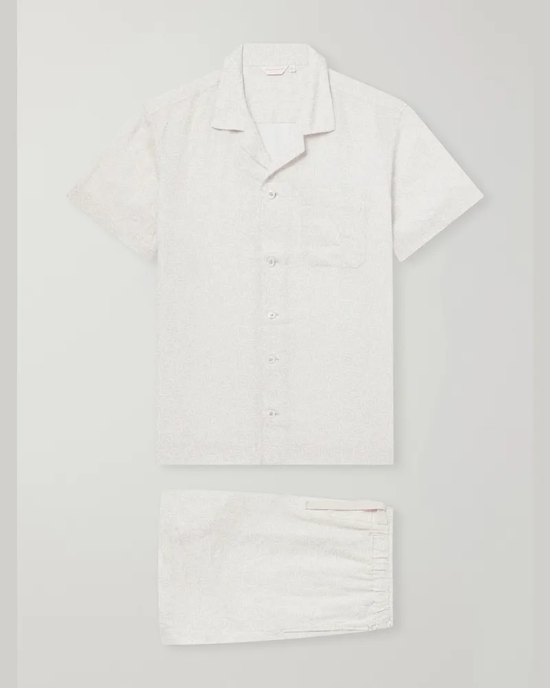 Derek Rose Milan 31 Floral-Print Linen Pyjama Set Neutrals