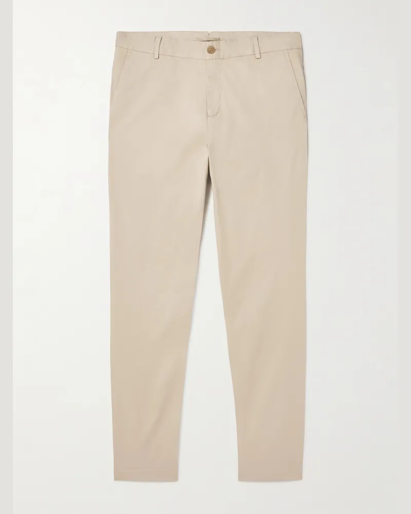 Sunspel Straight-Leg Garment-Dyed Cotton-Blend Twill Chinos Neutrals