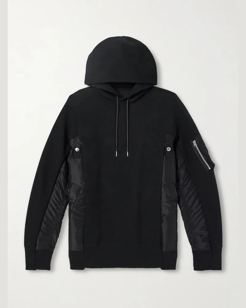 Sacai Nylon-Trimmed Cotton-Blend Jersey Hoodie Black