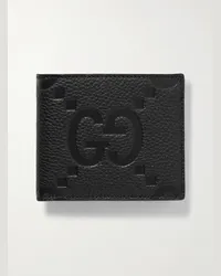 Gucci Portemonnaie aus vollnarbigem Leder mit Logomotiv Schwarz