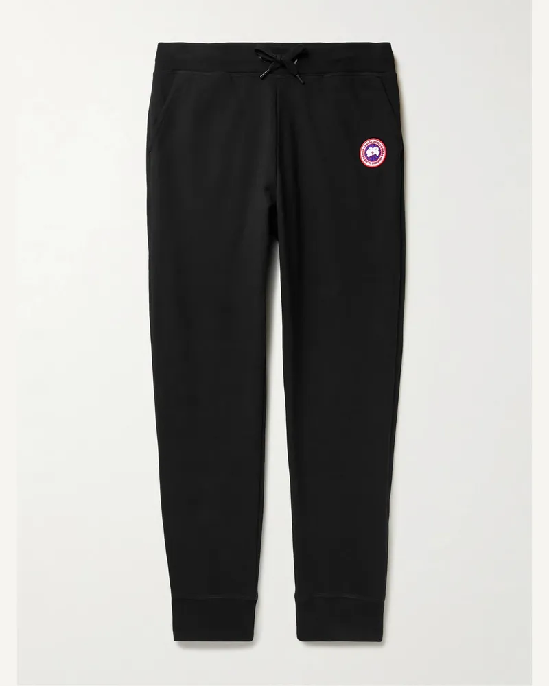 Canada Goose Huron Tapered Logo-Appliquéd Cotton-Jersey Sweatpants Black