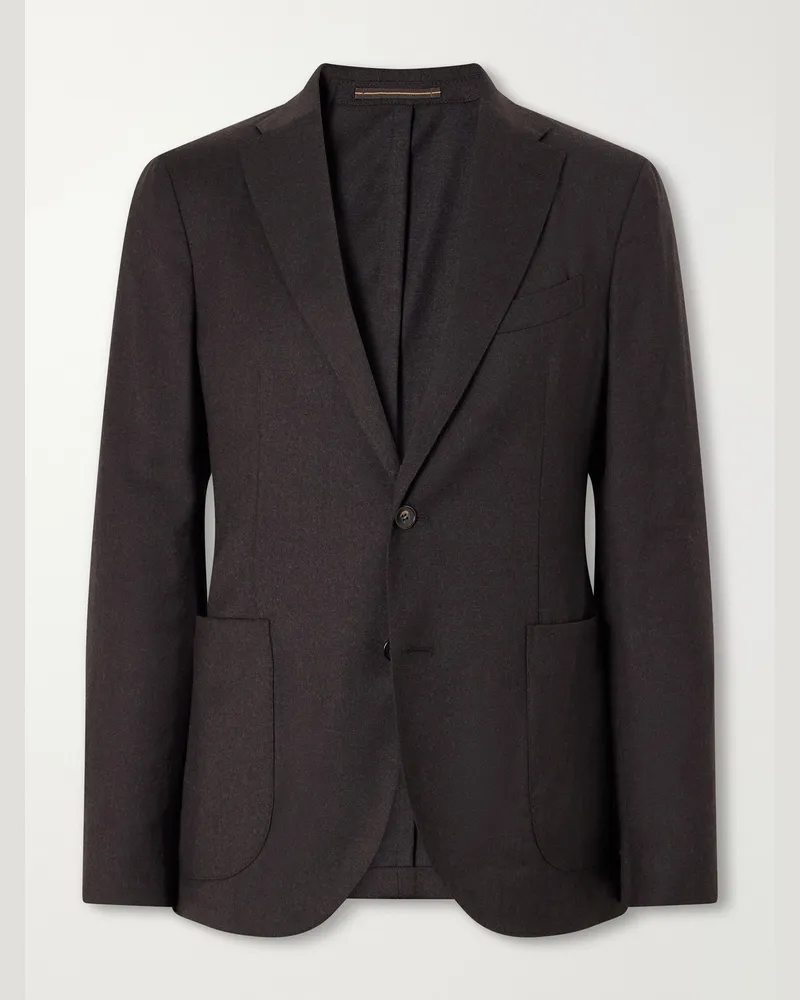 Slowear Wool-Blend Flannel Suit Jacket Brown
