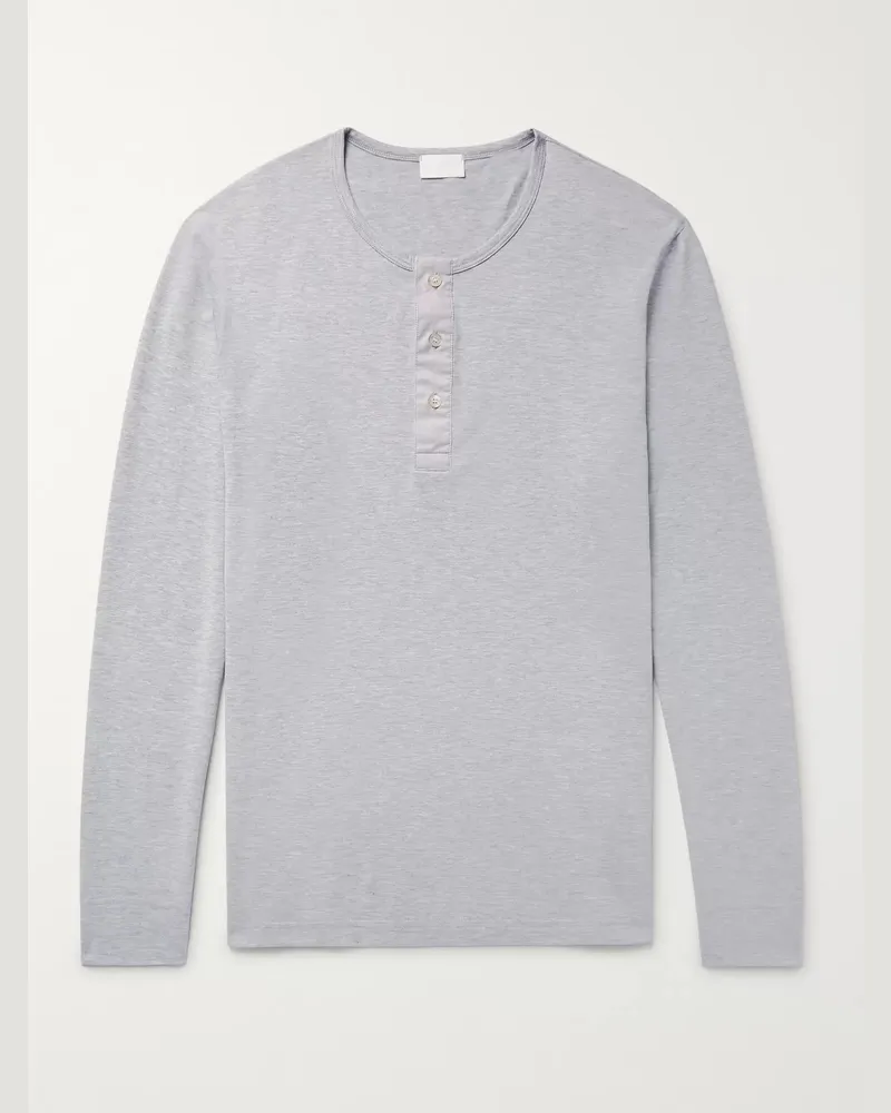 Handvaerk Pima Cotton-Jersey Henley Pyjama Shirt Gray