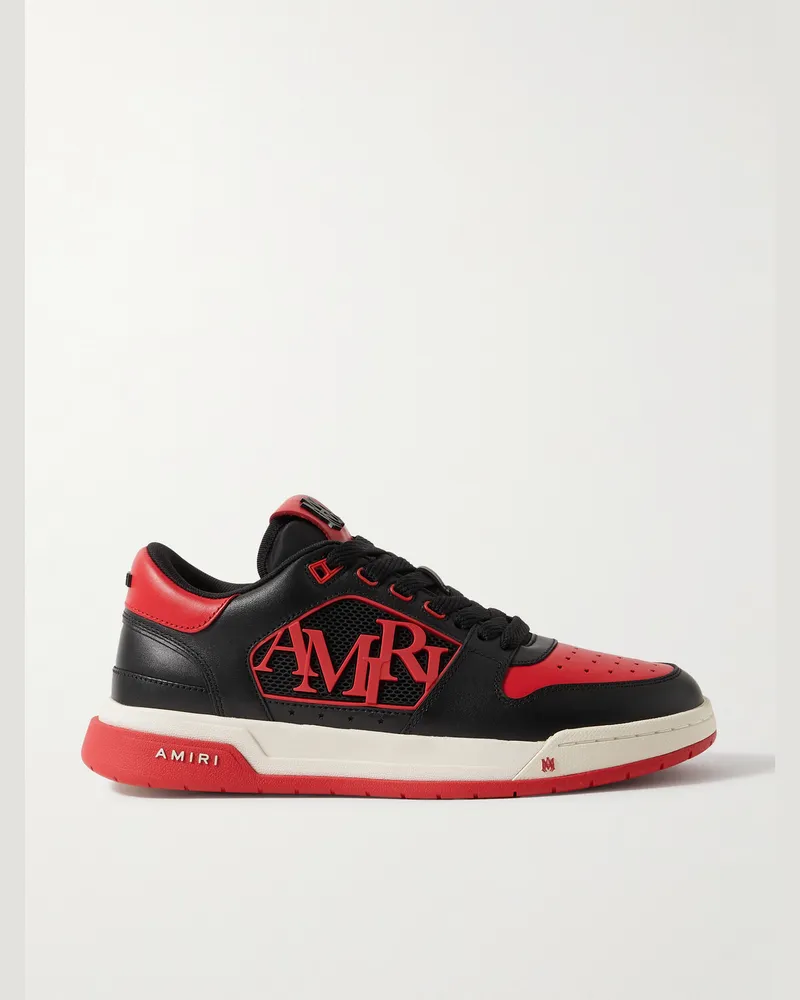 Amiri Classic Low Logo-Appliquéd Rubber-Trimmed Leather Sneakers Red