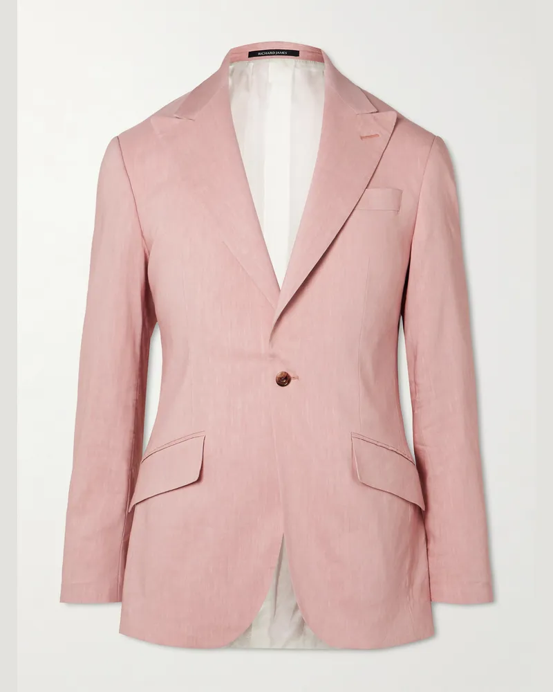 Richard James Hyde Linen-Blend Suit Jacket Pink