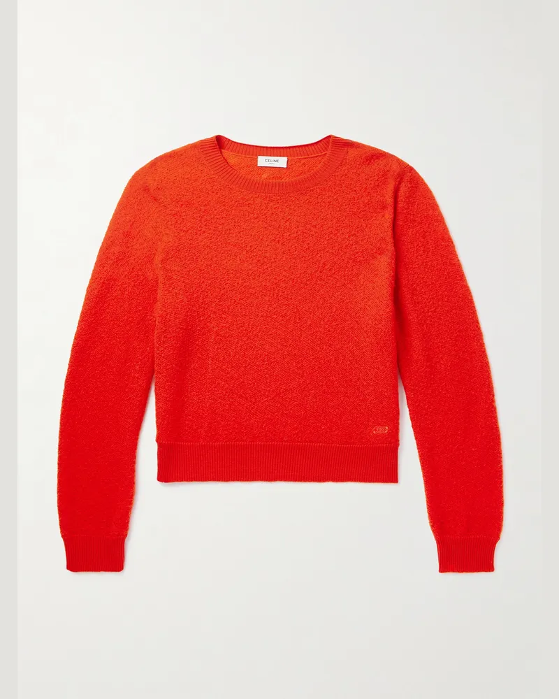 Celine Pullover aus Wolle in Lochstrick mit Logostickerei Rot