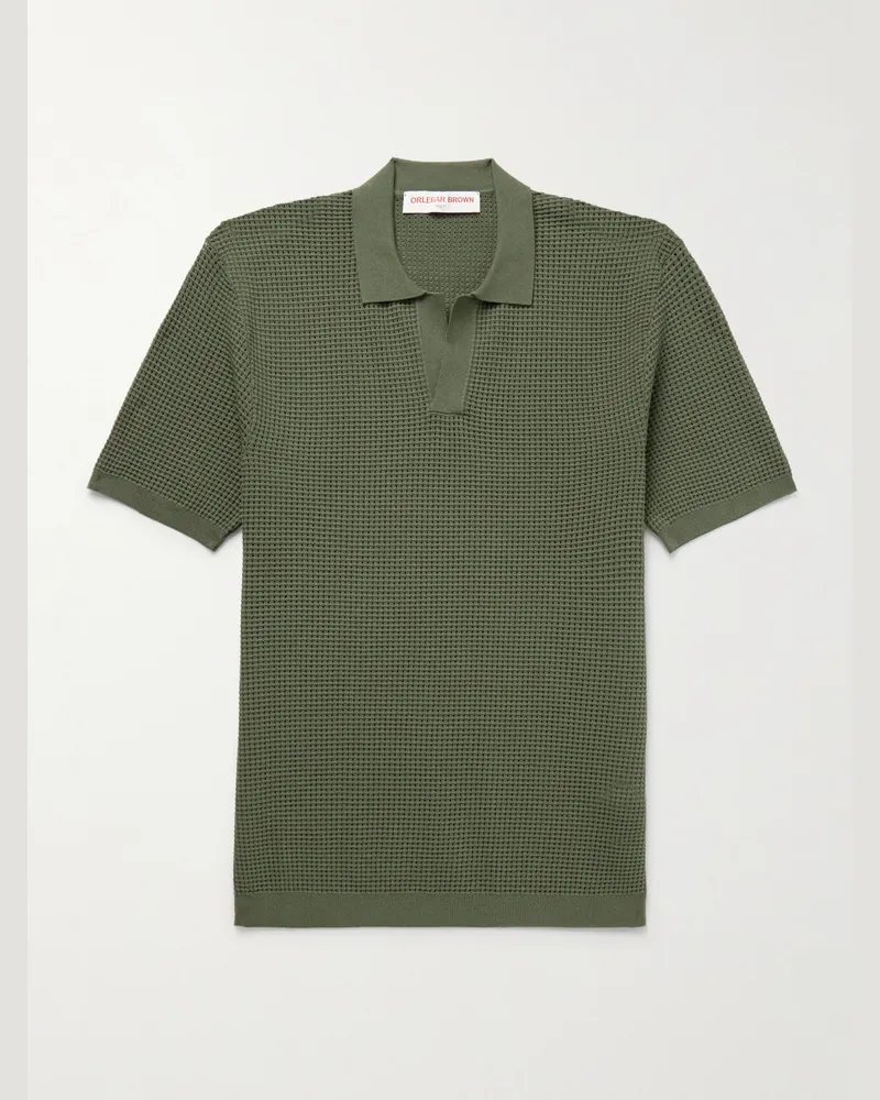 Orlebar Brown Roddy Waffle-Knit LENZING™ ECOVERO™-Blend Polo Shirt Green