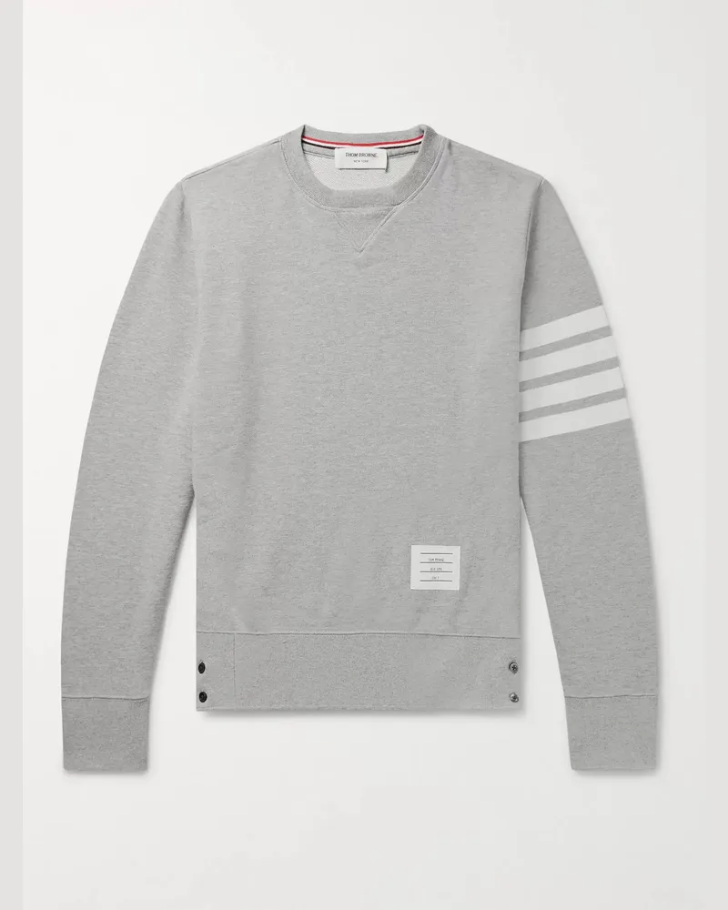 Thom Browne Slim-Fit Striped Loopback Cotton-Jersey Sweatshirt Gray