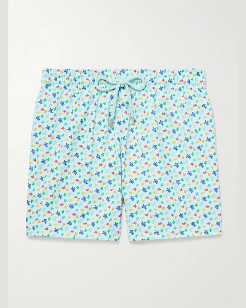 Vilebrequin Moorise gerade geschnittene mittellange Badeshorts aus recyceltem Material mit Print Blau