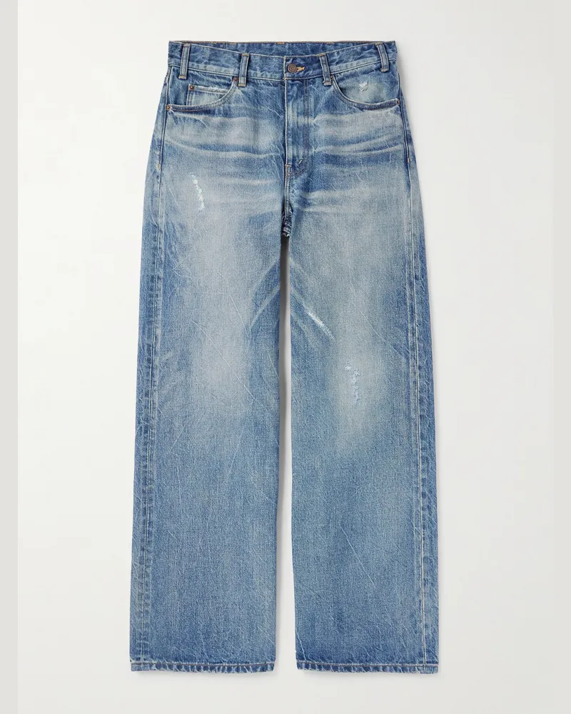 Celine Weit geschnittene Jeans mit Distressed-Details Blau
