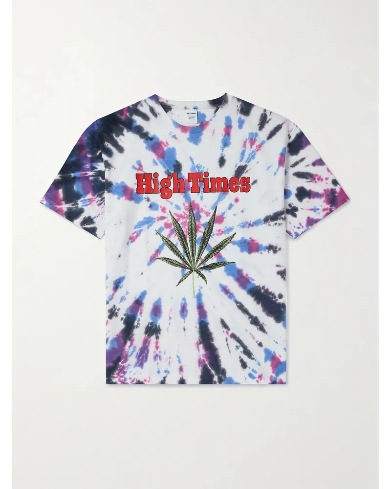 Wacko Maria High Times T-Shirt aus Baumwoll-Jersey mit Batikmuster und Print Weiß