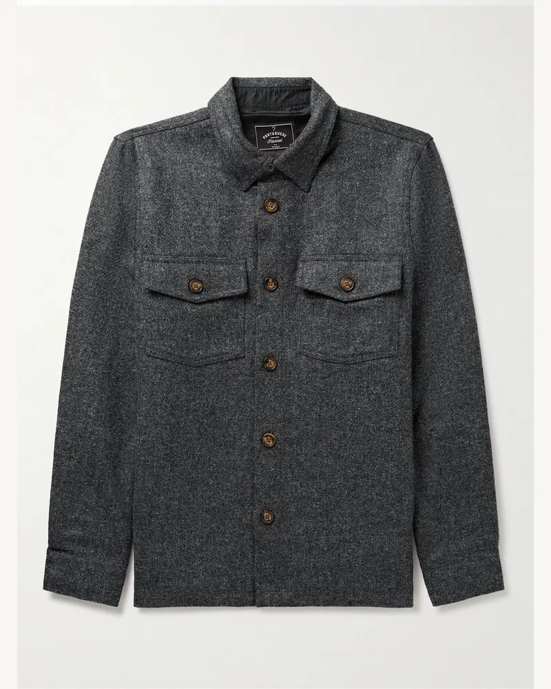 Portuguese Flannel Hemdjacke aus Woll-Tweed Grau
