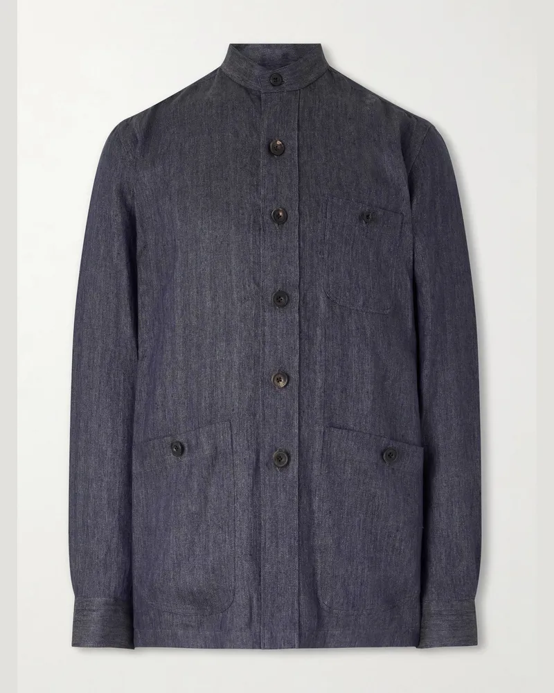 Rubinacci Safari Linen Jacket Blue