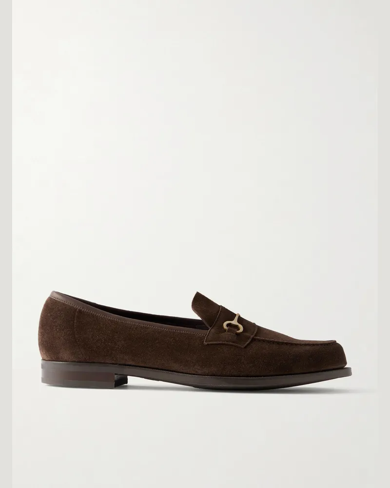 Edward Green Putney Horsebit-Embellished Suede Loafers Brown