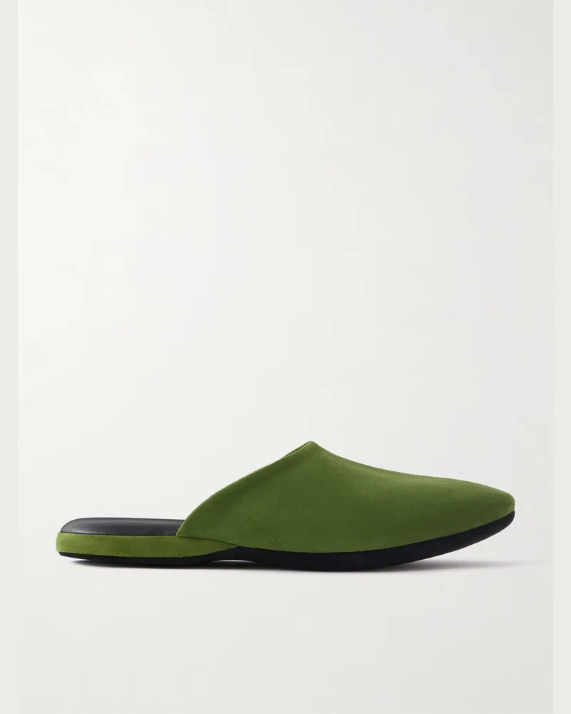 Charvet Suede Slippers Green