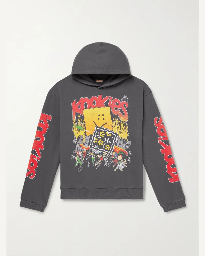 KAPITAL Buster Peckish Rainbowy Printed Cotton-Jersey Hoodie Gray