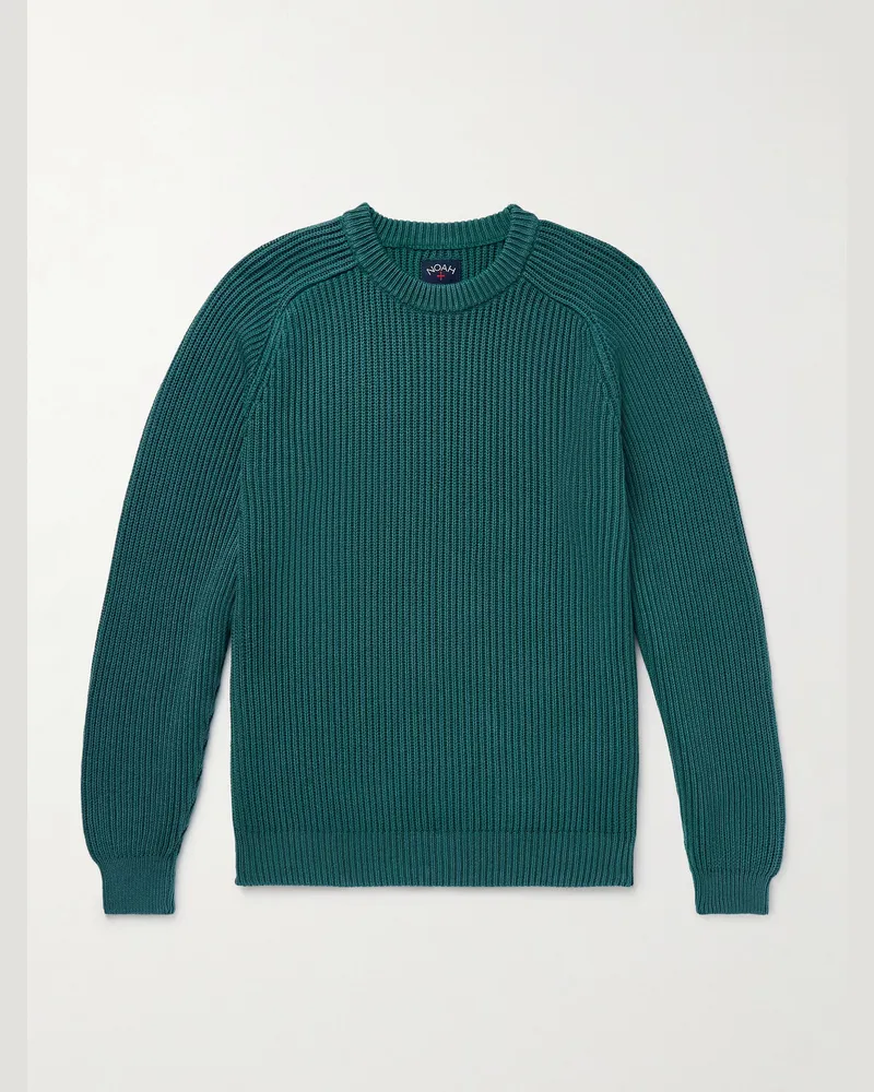Noah NYC Shaker Pullover aus Biobaumwolle in Rippstrick Grün