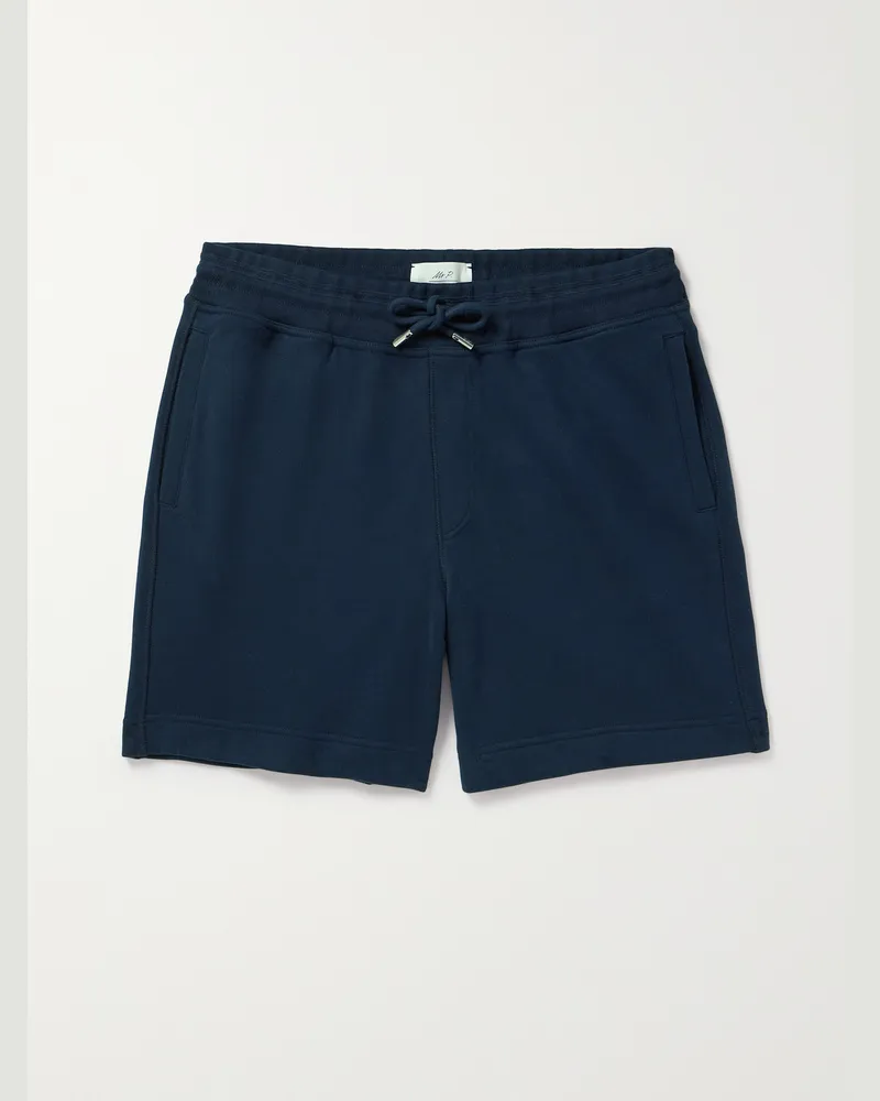 MR P. Straight-Leg Cotton-Jersey Drawstring Shorts Blue