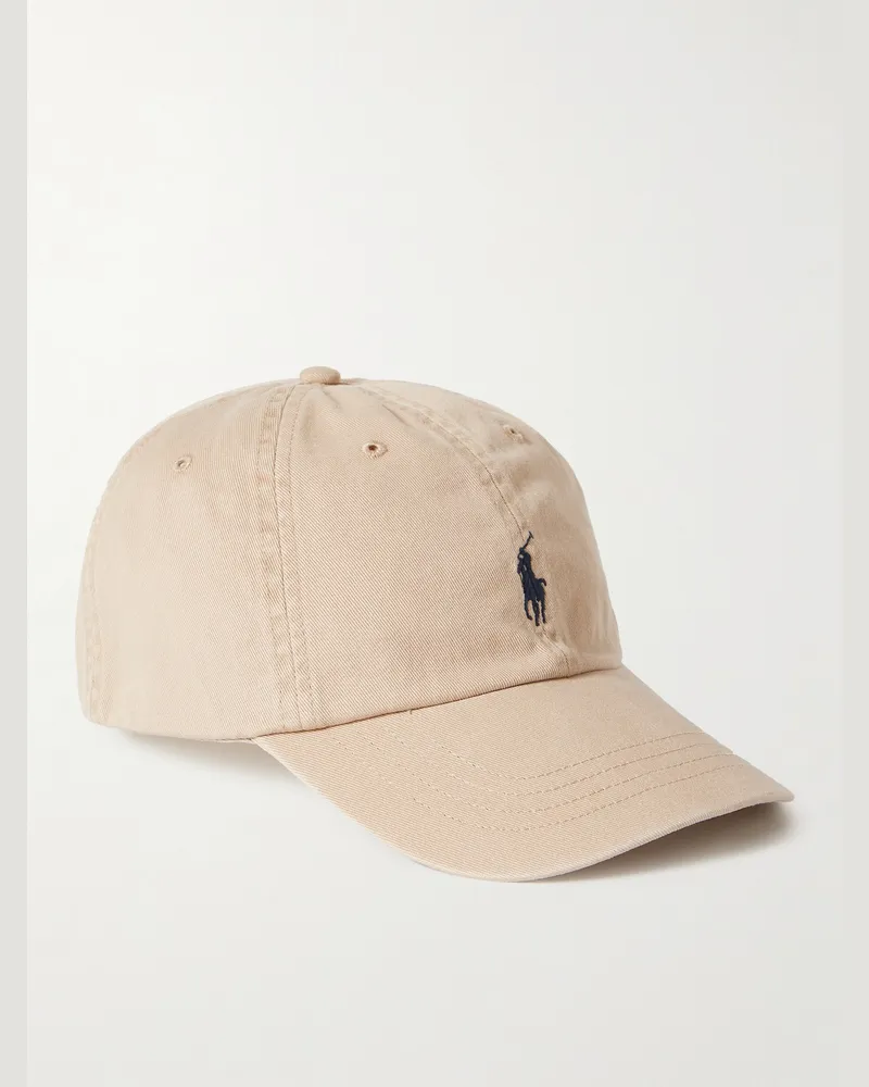 Ralph Lauren Logo-Embroidered Cotton-Twill Baseball Cap Neutrals