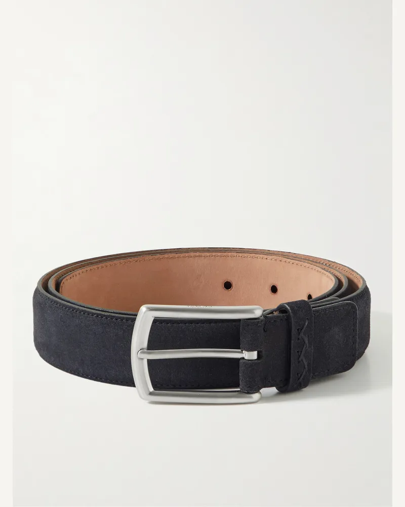 Ermenegildo Zegna Gürtel aus Veloursleder, 3 cm Blau