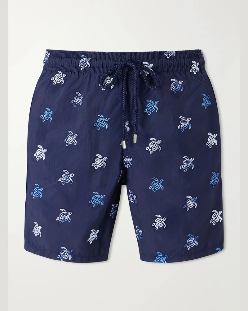 Vilebrequin Mistral Embroidered Straight-Leg Swim Shorts Blue
