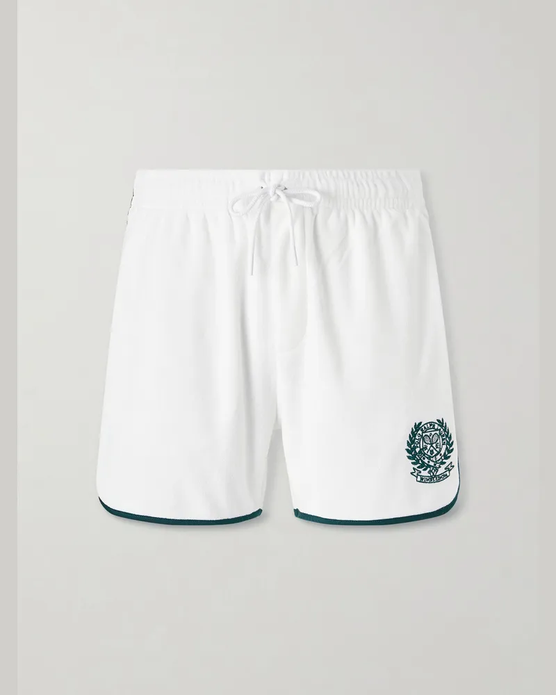 Ralph Lauren Wimbledon Embroidered  Straight-Leg Cotton-Blend Shorts White