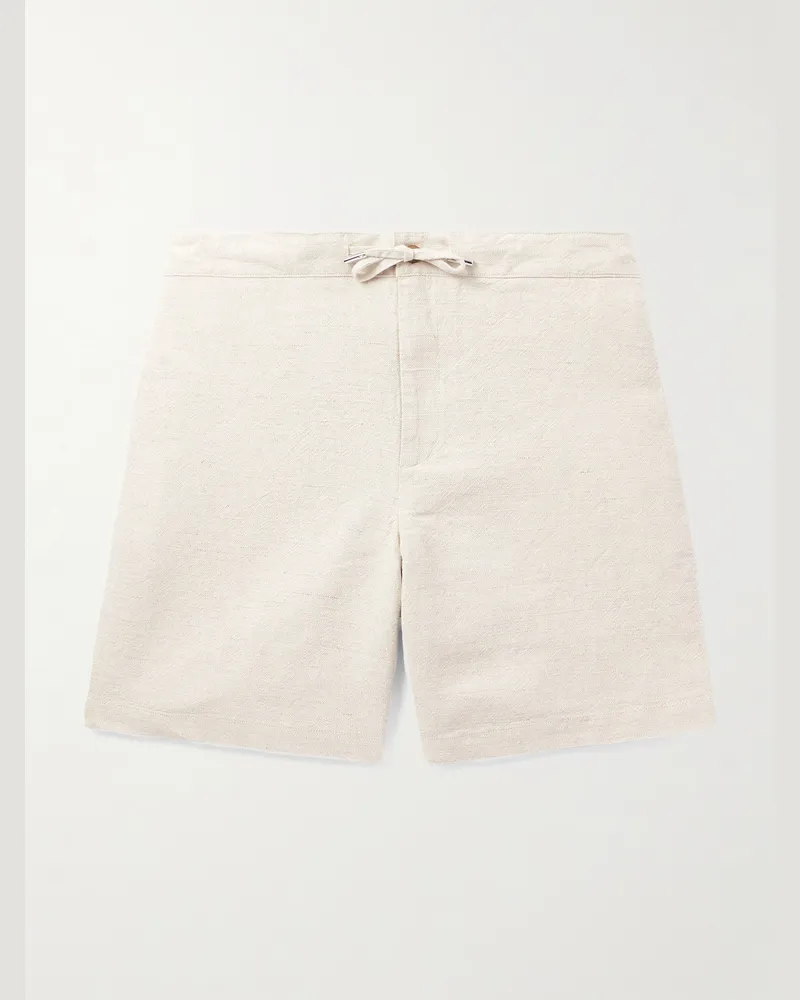 MR P. Straight-Leg Linen and Cotton-Blend Drawstring Shorts Neutrals