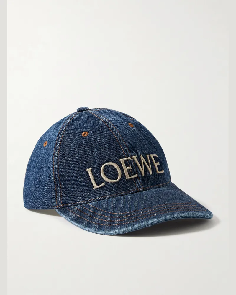 Loewe Paula Ibiza Appliquéd Logo-Embroidered Denim Baseball Cap Blue