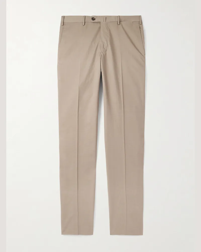 Incotex Schmal geschnittene Hose aus einer Baumwoll-Kaschmirmischung Braun