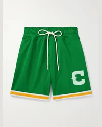 Cherry Los Angeles Weit geschnittene Shorts aus Mesh mit Webband, Logoprint und Kordelzugbund Grün