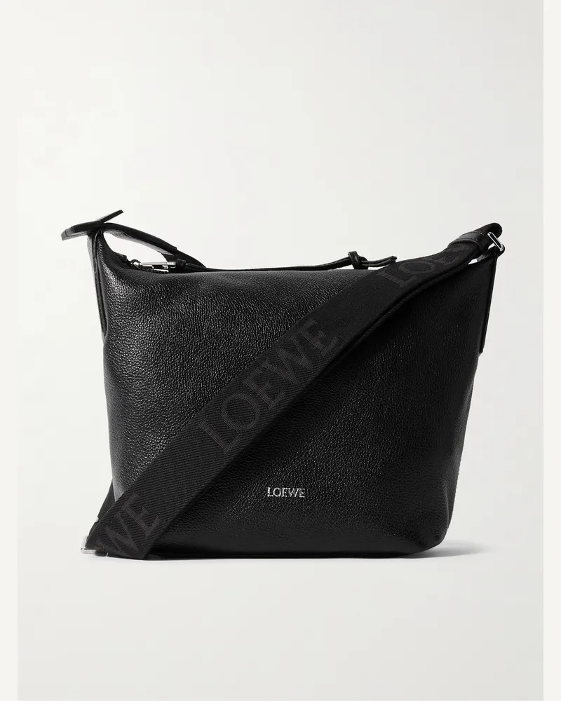 Loewe Cubi kleine Umhängetasche aus vollnarbigem Leder Schwarz