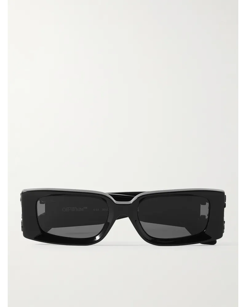 OFF-WHITE Roma Sonnenbrille mit rechteckigem Rahmen aus Azetat mit Logoverzierung Schwarz