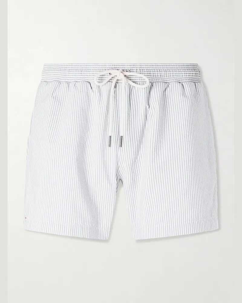 Orlebar Brown Jack Straight-Leg Mid-Length Striped Seersucker Swim Shorts White
