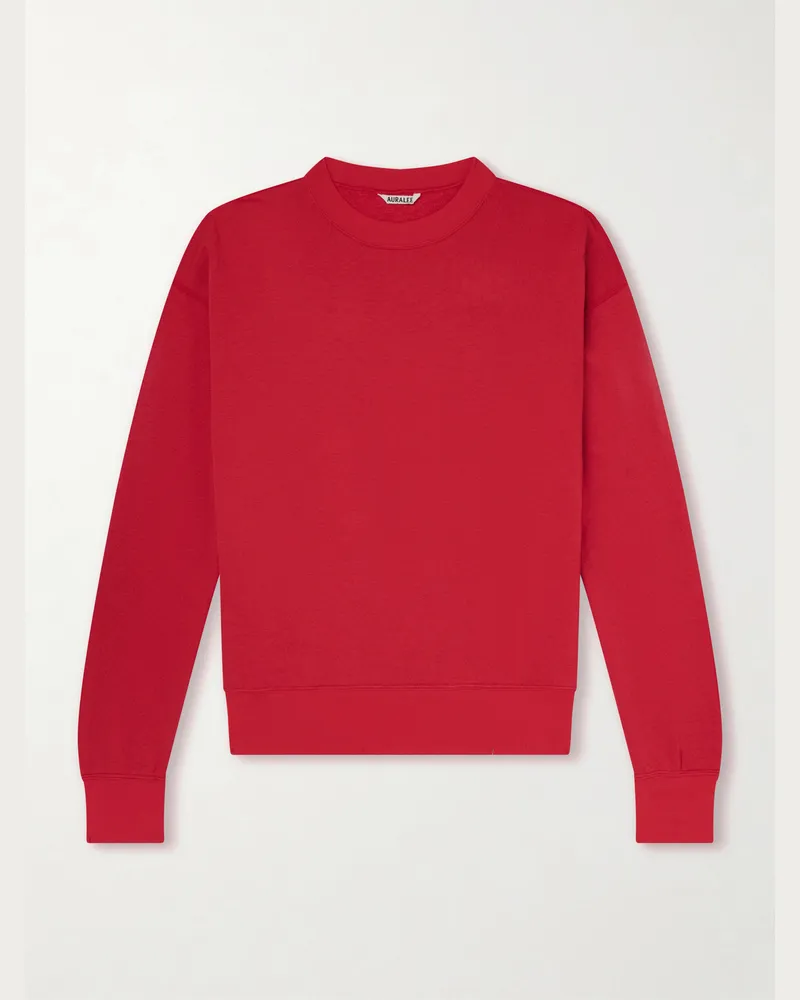 AURALEE Cotton, Wool and Silk-Blend Jersey Sweater Red
