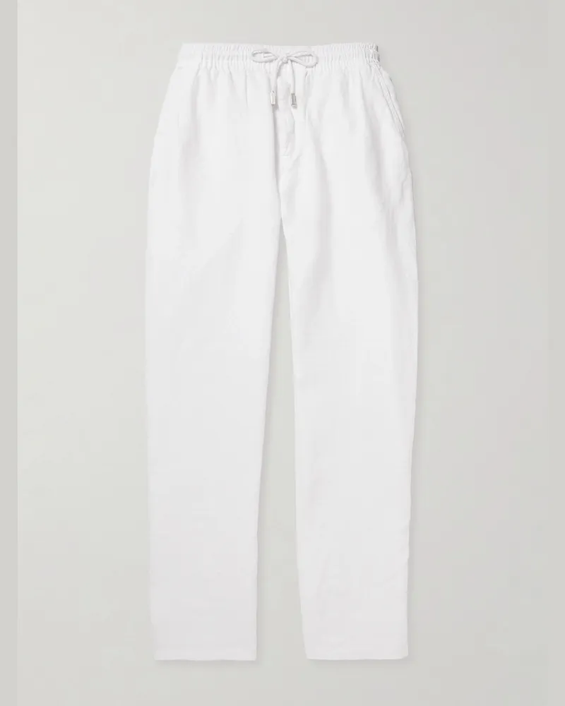 Vilebrequin Pacha Wide-Leg Linen Drawstring Trousers White