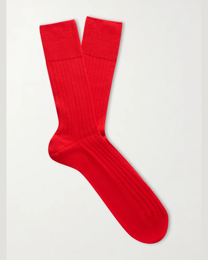 Falke No 2 Ribbed Cashmere-Blend Socks Red