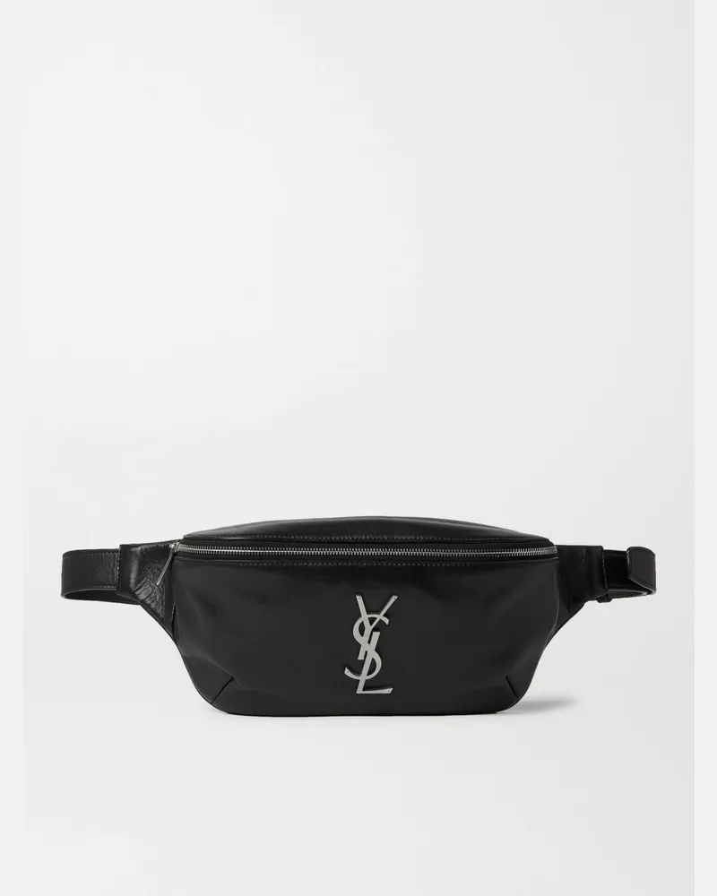 Saint Laurent Logo-Appliquéd Leather Belt Bag Black