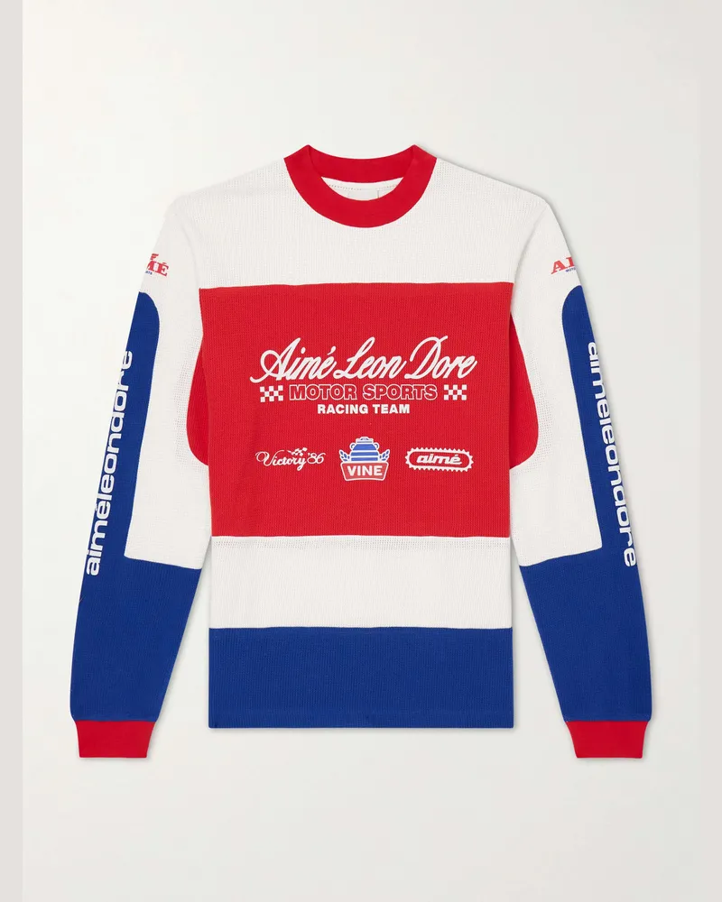 Aimé Leon Dore Motocross Printed Cotton-Jersey T-Shirt Red