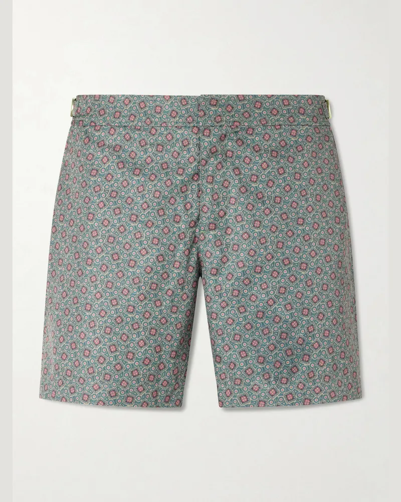 Orlebar Brown Bulldog Pettola Straight-Leg Mid-Length Printed Swim Shorts Green