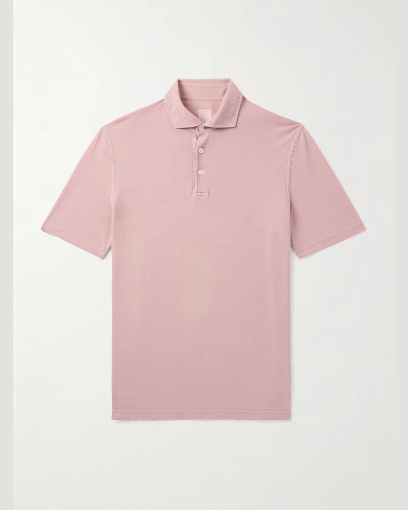 Fedeli Schmal geschnittenes Polohemd aus Baumwoll-Piqué Pink