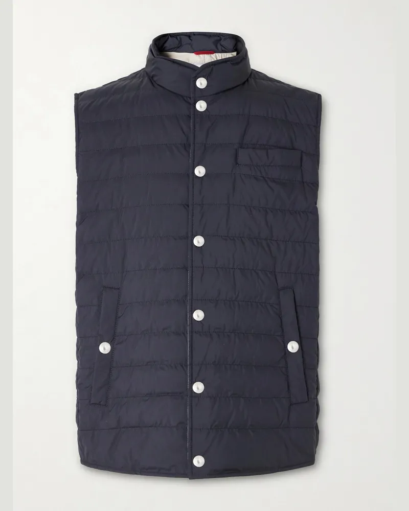 Brunello Cucinelli Quilted Shell Down Gilet Blue