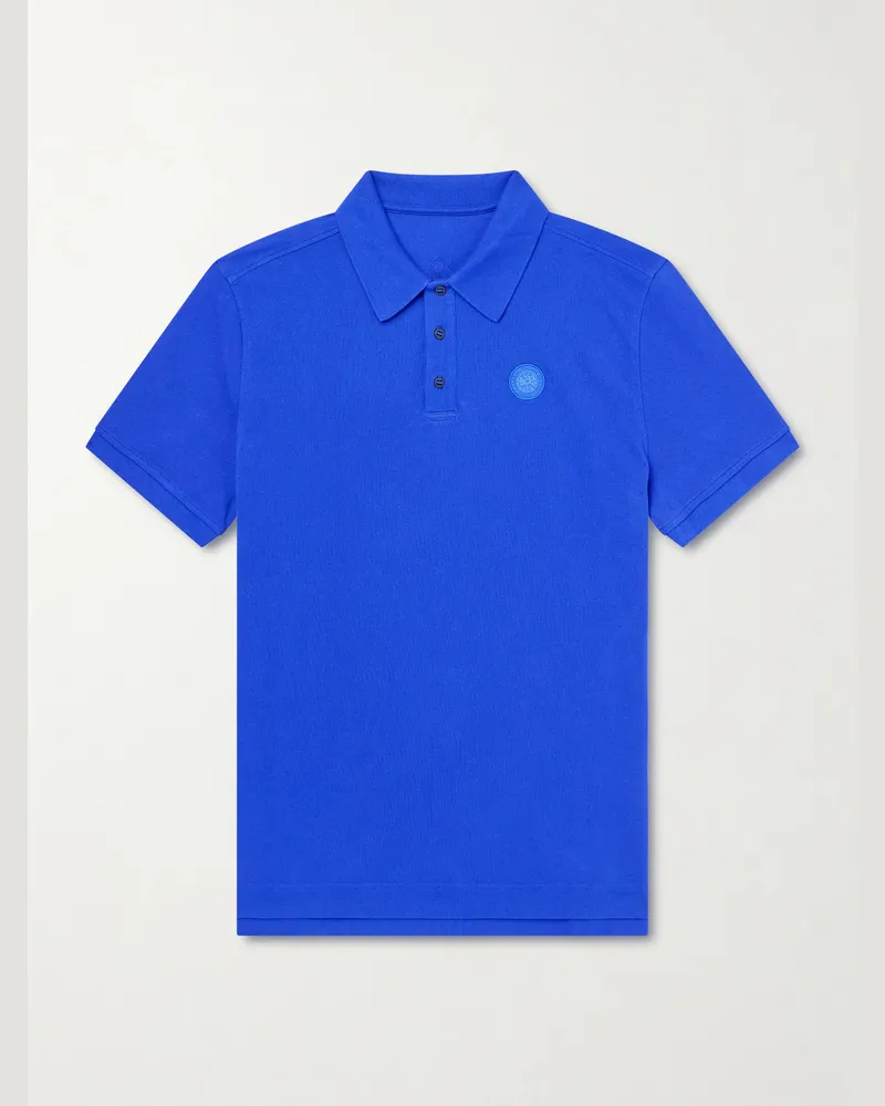 Canada Goose Beckley Logo-Appliquéd Paneled Cotton-Piqué Polo Shirt Blue