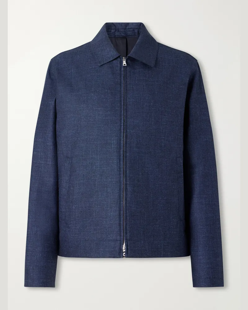 MR P. Wool, Silk and Cotton-Blend Blouson Jacket Blue